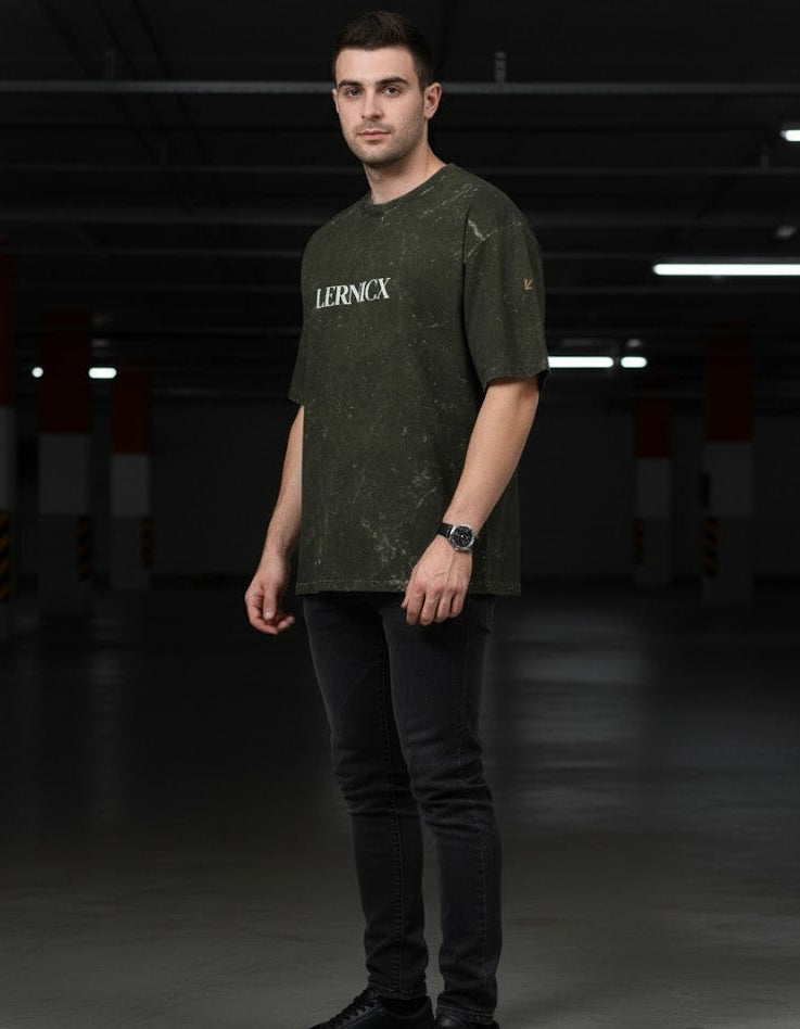 LERNICX-Signature Acid Washed Oversized T-SHIRT